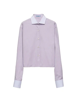 Embroidered Oxford Cotton and Poplin Shirt