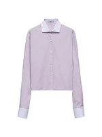 Embroidered Oxford Cotton and Poplin Shirt