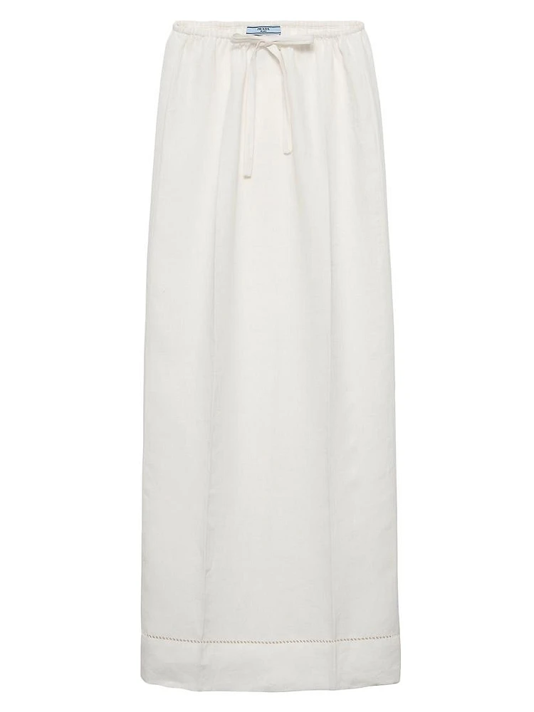 Embroidered Linen Maxi Skirt