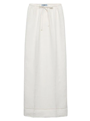 Embroidered Linen Maxi Skirt