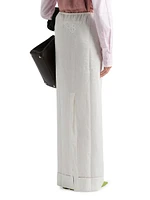 Embroidered Linen Maxi Skirt