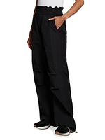 Elasticized Wide-Leg Trousers