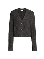 Cornelius Metallic Rib-Knit V-Neck Cardigan