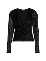 Leon Sequined Cowlneck Top