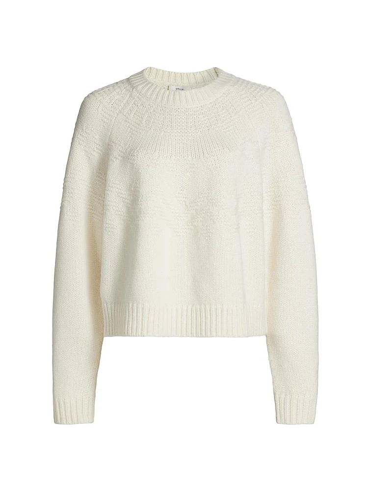 Textured Raglan Wool Fair Isle Sweater
