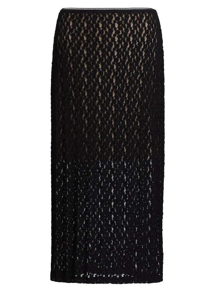 Floral Lace Smocked Midi-Skirt