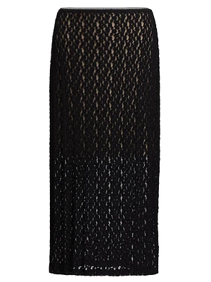 Floral Lace Smocked Midi-Skirt
