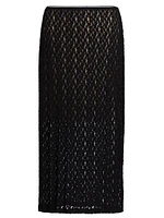 Floral Lace Smocked Midi-Skirt