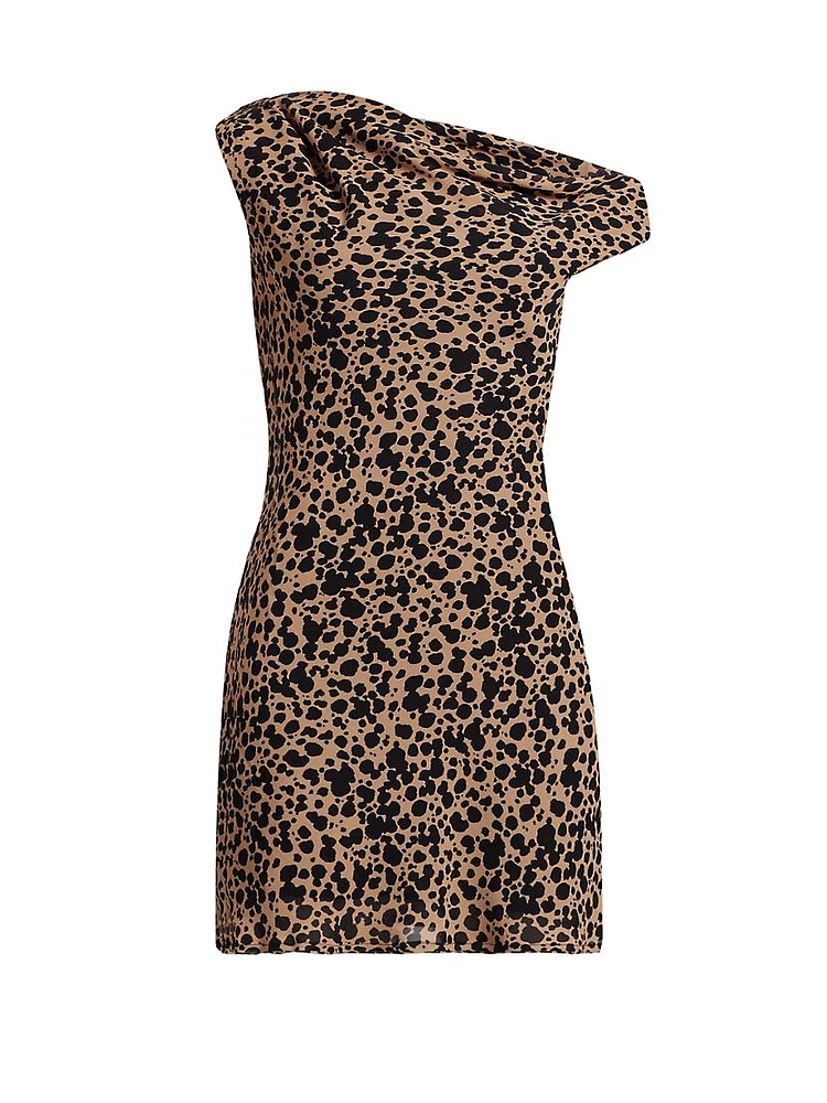 Kristine Asymmetric Leopard Minidress