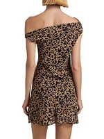 Kristine Asymmetric Leopard Minidress