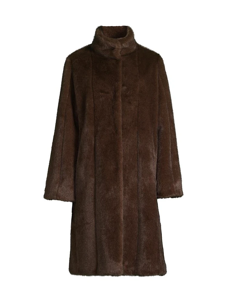 Faux Mink Paneled Coat