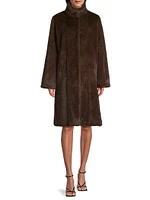 Faux Mink Paneled Coat