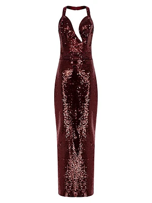 Manon Sequined Halter Gown