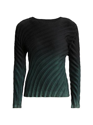 Nuance Pleats Ombré Crewneck Shirt