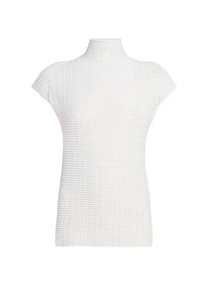 Wooly Pleats Cap-Sleeve Top