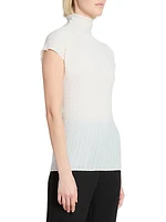 Wooly Pleats Cap-Sleeve Top