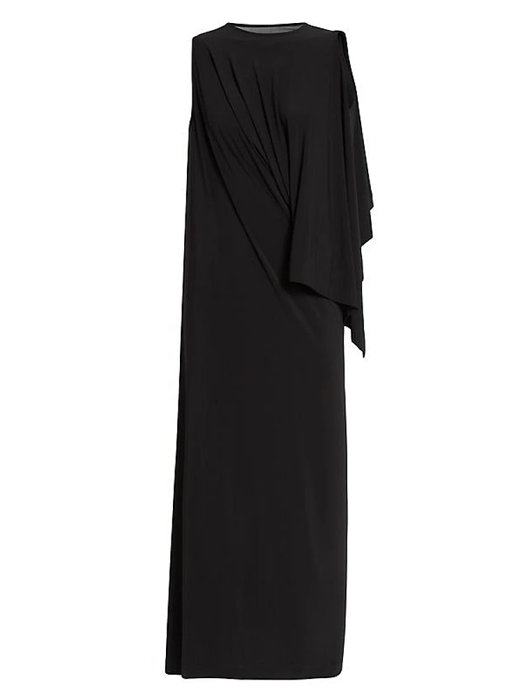 Draped Jersey Sleeveless Maxi Dress