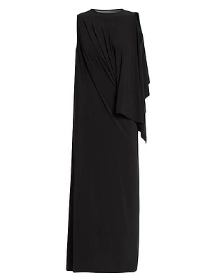 Draped Jersey Sleeveless Maxi Dress