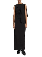 Draped Jersey Sleeveless Maxi Dress