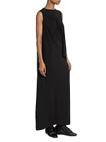 Draped Jersey Sleeveless Maxi Dress