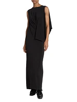 Draped Jersey Sleeveless Maxi Dress