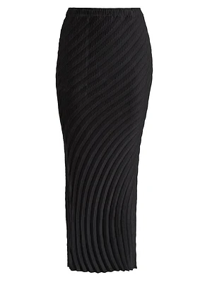 Nuance Pleats Solid Maxi Skirt