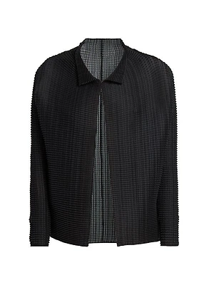 Wooly Pleats Long-Sleeve Shirt Jacket