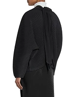 Vigor Pleats Solid V-Neck Cardigan