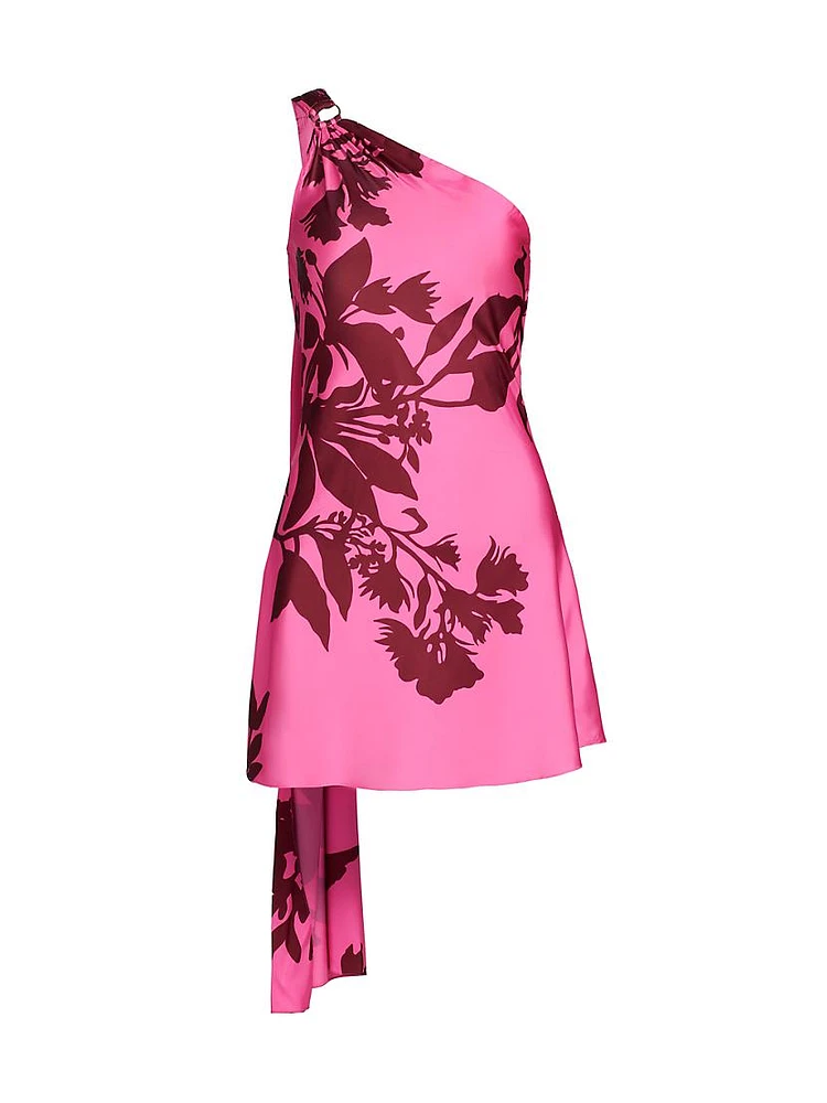 Tehr Floral One-Shoulder Minidress