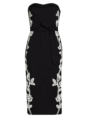 Daha Embellished Cotton-Blend Strapless Midi-Dress