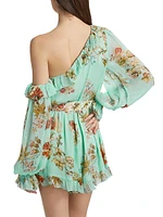 Rohi Floral Ruffled One-Shoulder Minidress