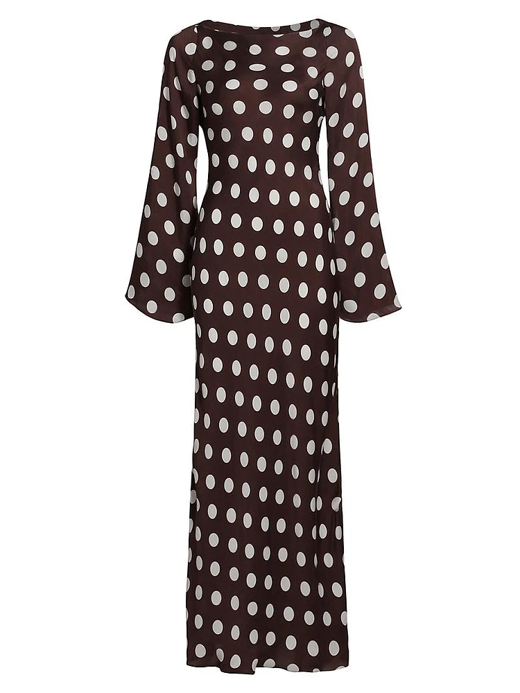 Tira Polkadot Silk Maxi Dress