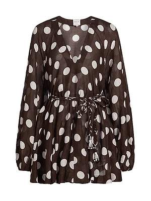 Tira Polka-Dot Belted Minidress