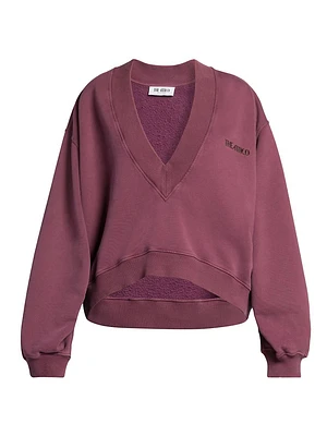 Cropped V-Neck Sweatshirt