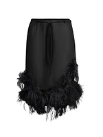 Feathered Georgette Knee-Length Skirt