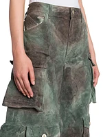 Abstract Cotton Wide-Leg Cargo Pants