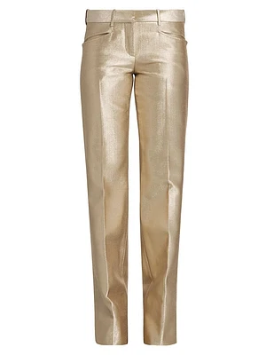 Metallic Wool Low-Rise Trousers