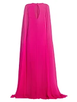 Dégradé Silk Crepon Cape Gown