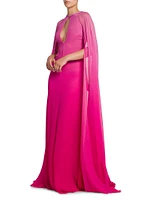 Dégradé Silk Crepon Cape Gown