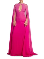 Dégradé Silk Crepon Cape Gown