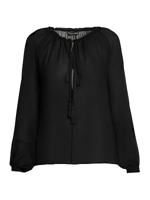 Silk Georgette Peasant Blouse