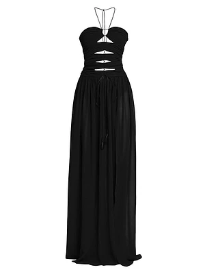 Silk Georgette Cut-Out Gown