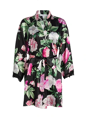 Audrey Floral Satin Tie-Waist Wrap