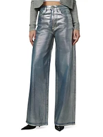 The Mia Coated High-Rise Wide-Leg Jeans