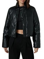 The Kiki Padded Faux Leather Bomber Jacket