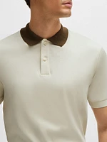 Slim Fit Polo Shirt with Collar Stripes