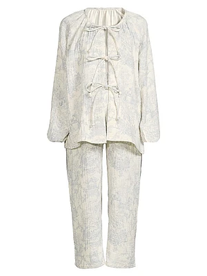 Toile Print Tie Muslin Gauze Lounge Set