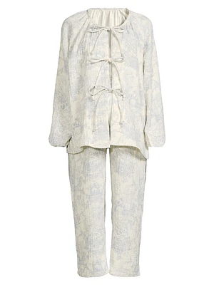 Toile Print Tie Muslin Gauze Lounge Set