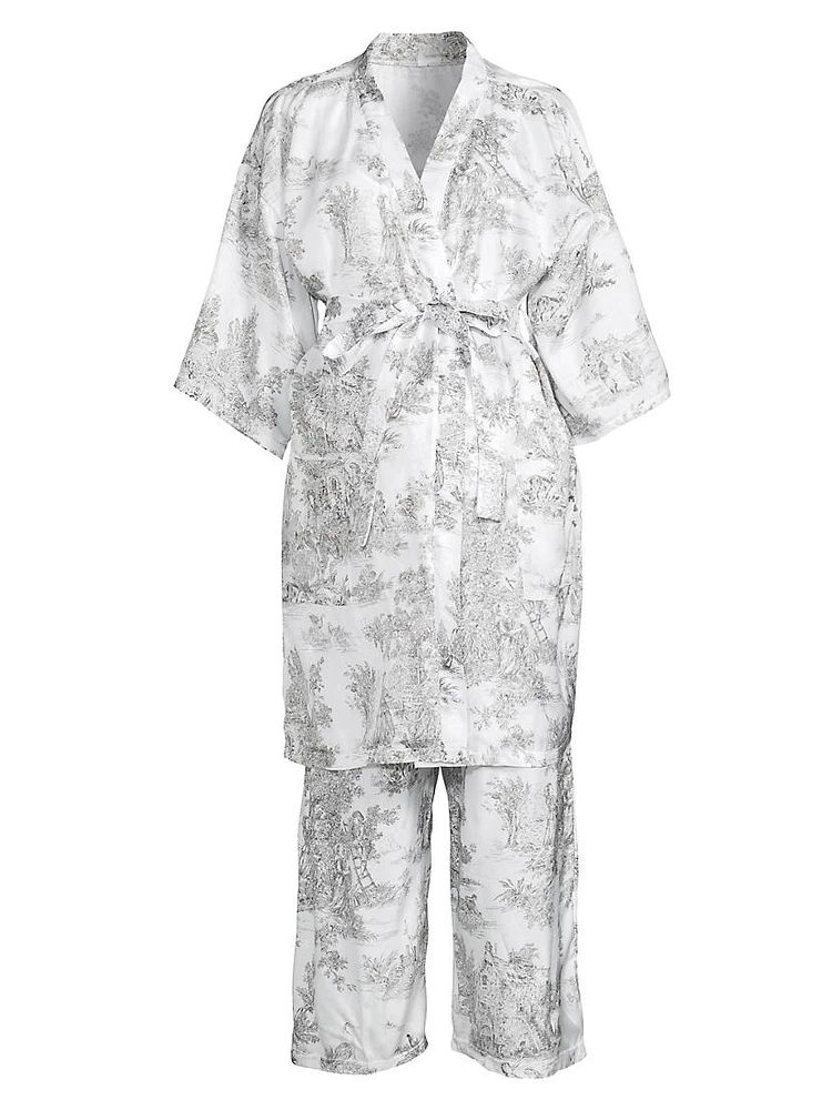 Toile Print Robe & Pants Set