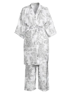 Toile Print Robe & Pants Set